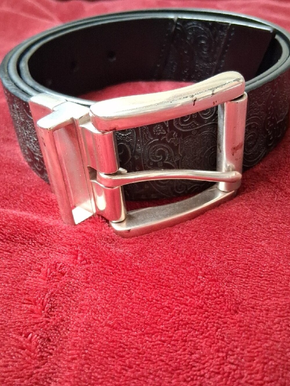 Robert Graham Reversible Black Simulated Leather Belt Size 38